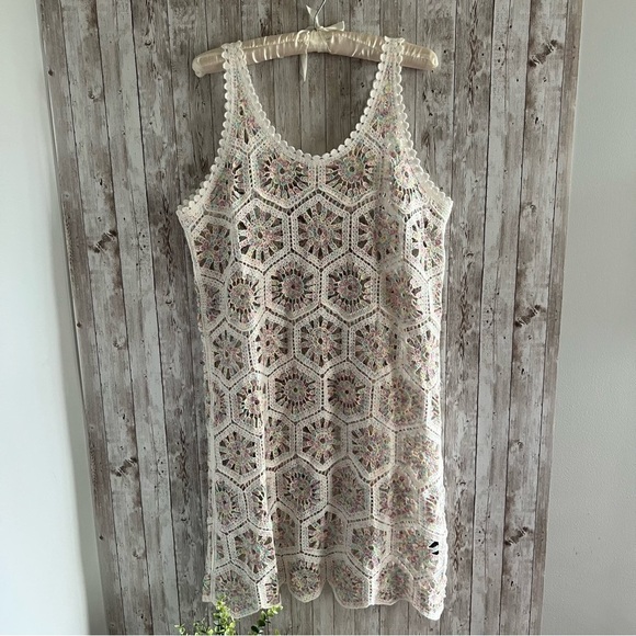 POL Dresses & Skirts - POL Crochet Rainbow Pastel Mini Dress